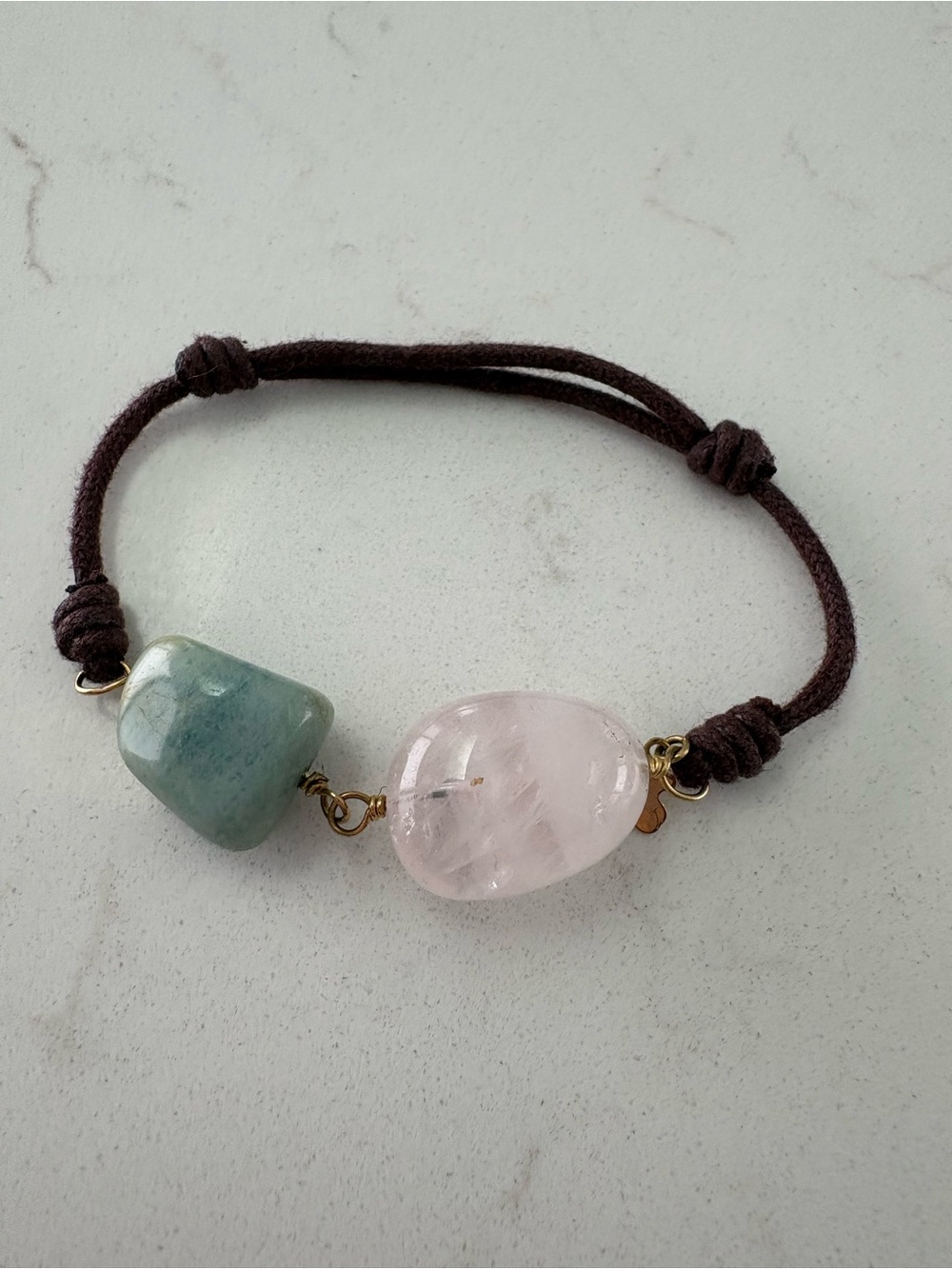 TOUS Cord Bracelet Natural Stones Green Aventurine & Rose Quartz Bear Charm - Picture 4 of 9